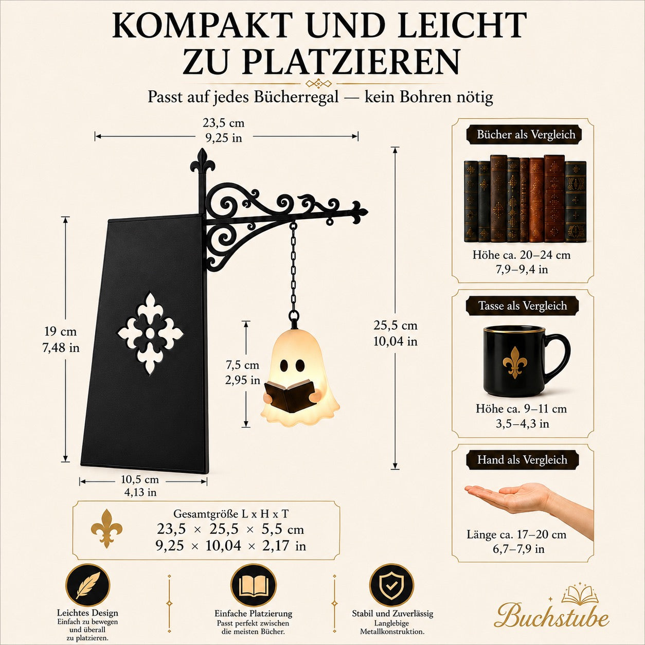 Lesender Geist – Buchstube Bookshelf Lamp
