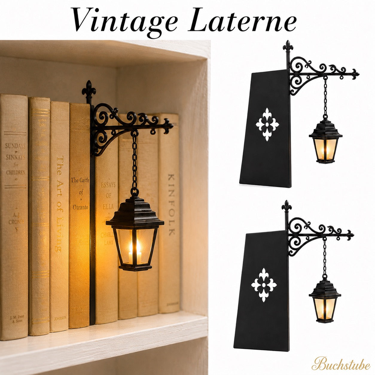 Vintage Laterne – Buchstube Bookshelf Lamp